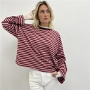 maglia con righe a contrasto oversize mocha